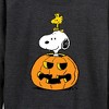 Women's - Peanuts - Snoopy Woodstock Pumpkin Lightweight French Terry Wide Neck Long Sleeve Shirt - 2 of 4