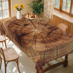 LOVEVOOK Checkered Wood Grain Tablecloth - Farmhouse Animals Table Covers, Rooster Plaid Table Clothes for Dining Room, Party, Home Decor - 1 of 4