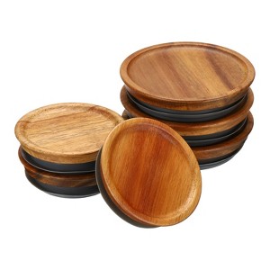 Unique Bargains Wooden Wide Mouth Mason Jar Lids with Airtight Silicone Rings 6 Pcs 72mm + 90mm - 1 of 4