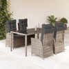 vidaXL 5 Piece Patio Dining Set - Outdoor Dining Furniture Gray Poly Rattan Reclining Chairs with Cushions and Glass Top Table - Weather Resistant - 2 of 4