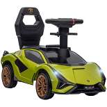 Aosom Licensed Lamborghini SIAN FKP 37 Ride on Push Car with Music & Storage, Sit and Scoot Ride on with Headlights, Steering Wheel, Age 1.5-4, Green
