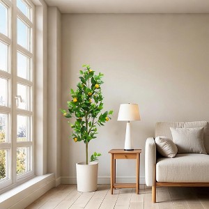 Artificial Silk Lemon Tree Potted Plant - Silk Flower Tree, Simulation Lemon Tree, Decorative Indoor Tree, Large Potted Plant, and Floor Ornament - 1 of 4