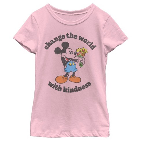 Girl S Disney Mickey Mouse Change The World With Kindness T Shirt Target