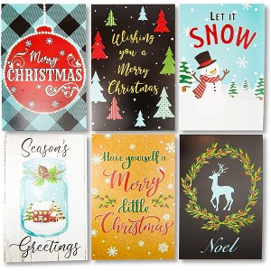 Sustainable Greetings 96 Pack Festive Holiday Christmas Postcards for Mailing, 4x6 Bulk Merry Christmas Note Cards, 6 Colorful Designs - 1 of 4
