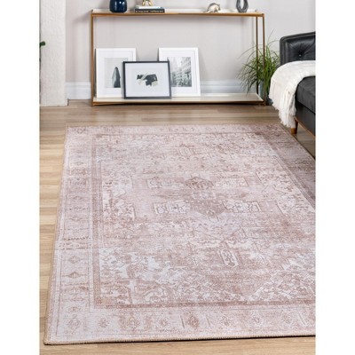 Ivory and Beige Chenille Rectangular Area Rug, 7' x 10'