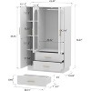 70.07" Tall Storage Cabinet with 3 Doors & 2 Drawers, Modern Large Storage Cabinet with Fluted Glass Door, Hanging Rods, White - 2 of 4