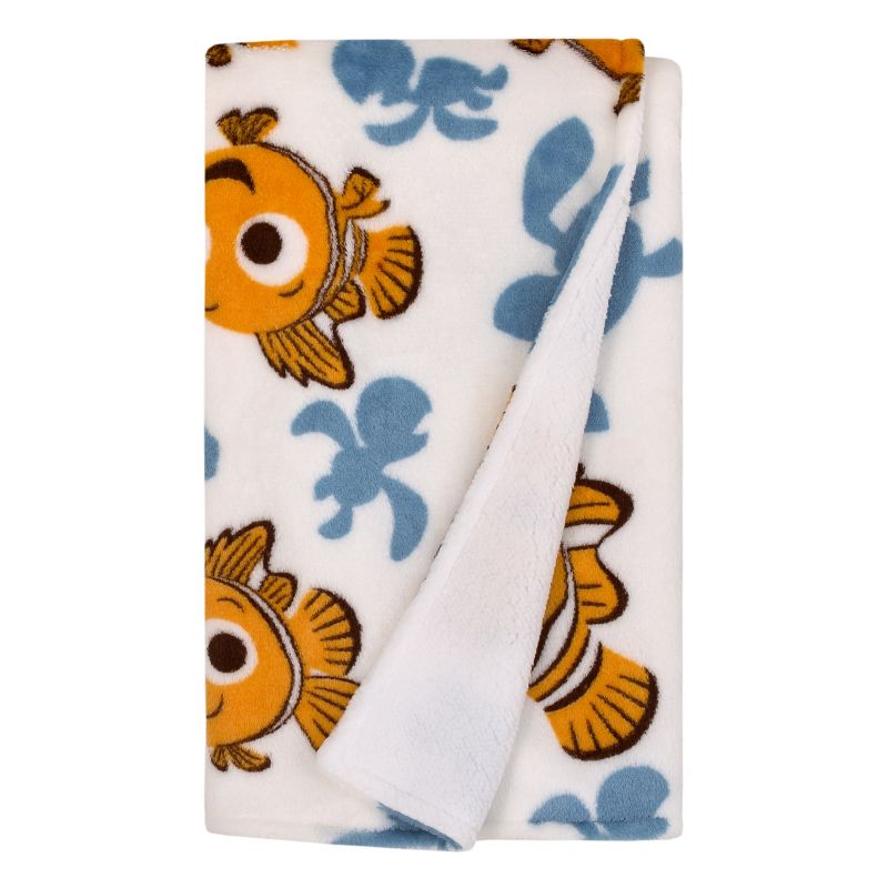 Disney Finding Nemo Orange, Teal, and White Sea Turtles Super Soft Cuddly Plush Baby Blanket, 1 of 5