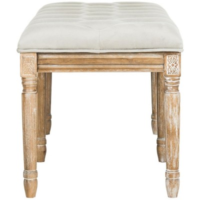 Rocha 47'' Grey Velvet Tufted Transitional Wood Bench in Rustic Oak