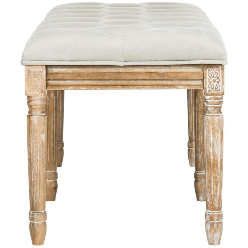 Rocha 19''H French Brasserie Tufted Traditional Rustic Wood Bench  - Safavieh, 4 of 10