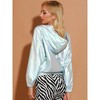 INSPIRE CHIC Women's Holographic Shiny Long Sleeve Zipper Hooded Metallic Jacket - 2 of 4