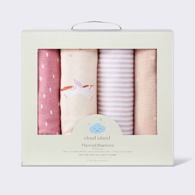 Flannel Baby Blankets - Unicorns - 4pk - Cloud Island&#8482;