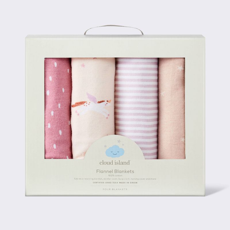 Flannel Baby Blankets - Unicorns - 4pk - Cloud Island&#8482;, 5 of 6