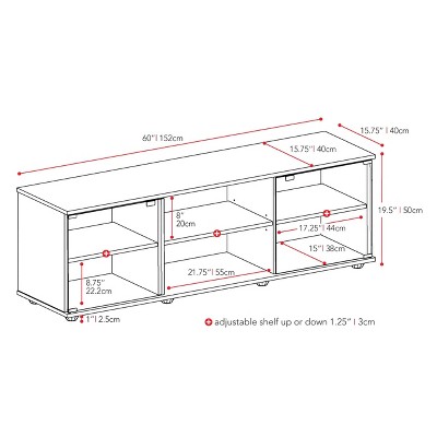 Ravenwood Black 63" TV Stand with Glass Doors