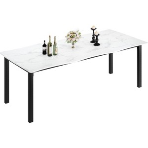71"/79" Extra-Large Dining Table for 6-8, Rectangular Minimalist Table with Wave Edge, Thick MDF Top & Metal Frame, Waterproof, Versatile Use - 1 of 4