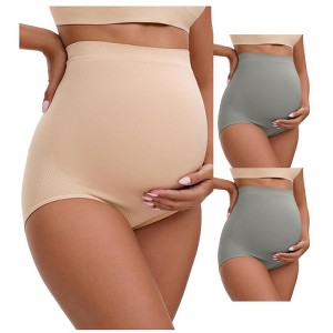 INSPIRE CHIC 3 Packs Women's High Waist Maternity Briefs Butt Lifter Seamless Comfortable Pregnancy Ladies Panties - 1 of 4