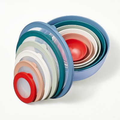 12pc (set of 6) Plastic Mixing Bowl Set with Lids - Figmint™