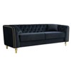 87" Velvet Chesterfield Sofa with Gold Accents - 3 of 4