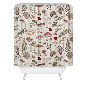 Deny Designs Marta Barragan Camarasa Mushroom Seasonal Shower Curtain Brown : Microfiber, Machine Washable, Non-Slip Backing - 1 of 3