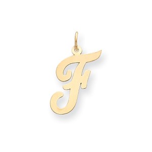 Black Bow Jewelry 14k Yellow Gold, Madison Collection, Medium Script Initial Pendant A-W - 1 of 4