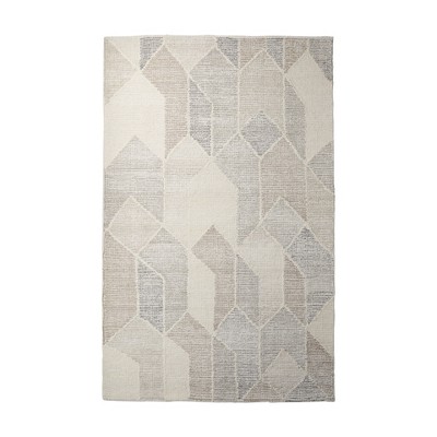 Beige Gray And Ivory Wool Geometric Hand Woven Area Rug