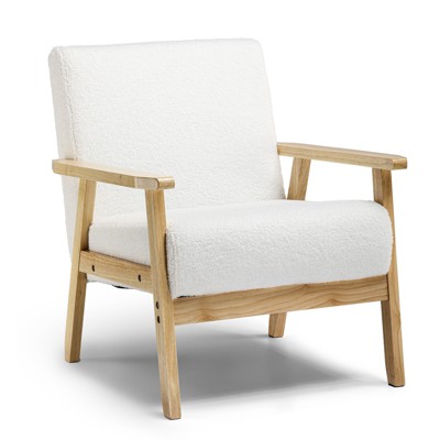 COMHOMA Mid Century Accent Chair, Modern Chair with Solid Wood Armrests and Legs, Single Sofa Chair for Living Room, Bedroom