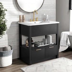 NicBex 30" Bathroom Storage Cabinet with Sink, Bathroom Vanity, 2 Spacious Drawers and 1 Open Shelf for Bathroom - 1 of 4