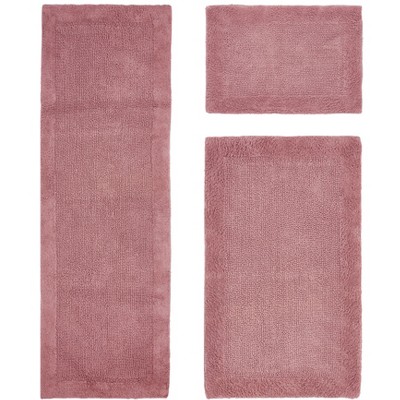 Edge Bath Rug 100% Premium Cotton Ultra-Soft Water Absorbent Tufted Solid Reversible 3 Piece Bathroom Rug Set for Machine Washable Bathmat