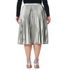 Agnes Orinda Women's Plus Size Pleated Stretched High Waist Metallic Shiny Midi Circle Skirts - 4 of 4