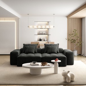Modern Oversized Modular Sectional Sofa with 2 Chaise Lounges and 2 Armrests, Sparkling Chenille Fabric, 4-Piece DIY Tufted Sofa with 4 Pillows - 1 of 4