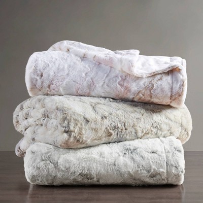 Blush Marble Oversized Reversible Faux Fur Throw