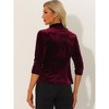 INSPIRE CHIC Women's Velvet Lapel Collar Open Front Blazers - 3 of 4