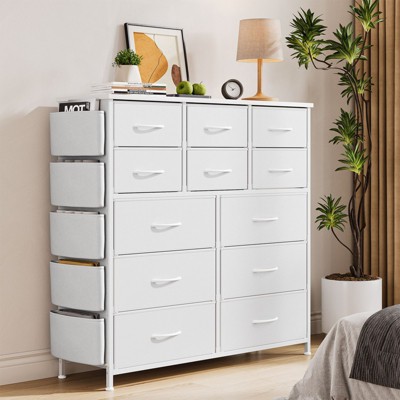 12 Drawer Dresser for Bedroom, Fabric Dressers & Chests of Drawers with Side Pockets