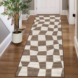 Geometric Area Rug Washable Rugs, Farmhouse Living Room Rugs for Bedroom, Contemporary Low Pile Non-Slip Rug - 1 of 4