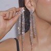 Gold Plated Extra-long Tassel Rhinestone Earrings for Women 1 Pair Shiny - 4 of 4