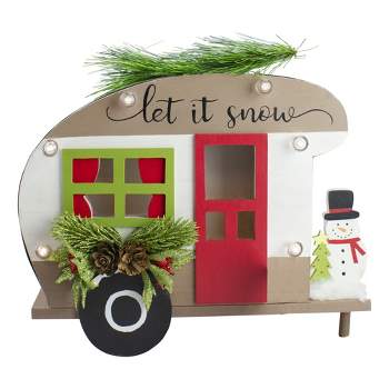 Northlight 12" Red and Green RV "Let It Snow" Christmas Tabletop Decoration
