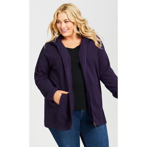 Plus Size Fleece Zip Up Cardigan