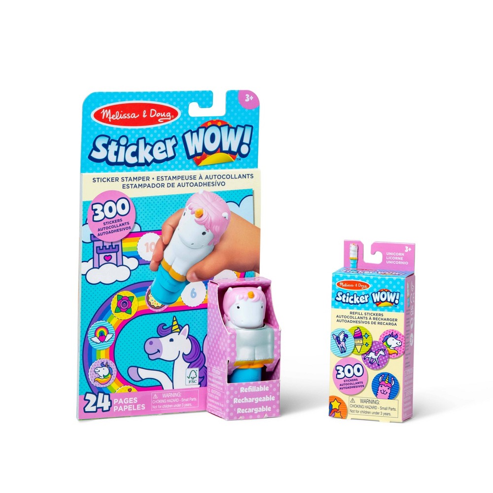 Melissa & Doug Sticker WOW! Unicorn Bundle (Stamper w/ Book + 1 Refill Pack)
