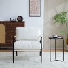 Lirago,Modern Accent Chair with Plush Cushions & Minimalist Metal Frame-White, Wooden Armrests for Living Room & Office - 2 of 4