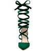 Allegra K Women's Faux Velvet Lace Up Pointed Toe Chunky Heels Pumps - 2 of 4