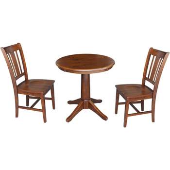 International Concepts 30 inches Round Top Pedestal Table With 2 Chairs