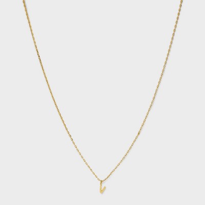 14K Gold Plated Small Polished Initial Pendant Necklace - A New Day™ Gold