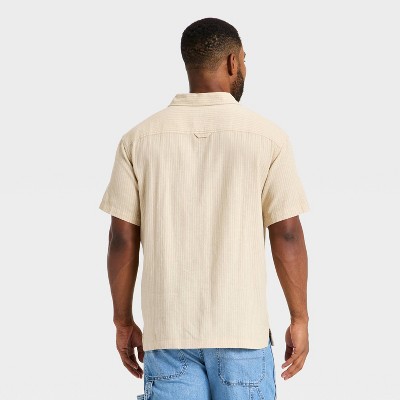 Мужские рубашки Goodfellow & Co Men's Short Sleeve Camp Shirt - Goodfellow & Co™ Cream XXL — фото 2