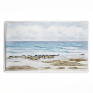 Stupell Industries Wave Therapy Rocky Shore Printed Plush Bath Mat And Bath Rug, Design By Ramona Murdock, 18"X30" - 1 of 4