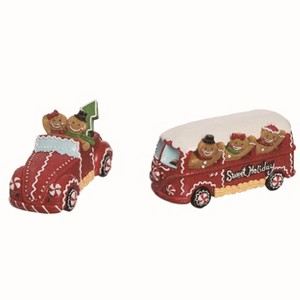 Transpac Resin Gingerbread Sweet Ride Figurine Set of 2 Christmas Home Decorations - 1 of 1