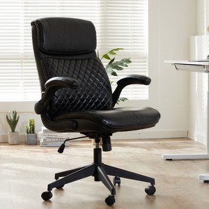 COLAMY Office Desk Chair, Executive Computer Chair, Leather Chair with Padded Flip-up Armrests, Adjustable Height Task Chairs for Home Office - 1 of 1