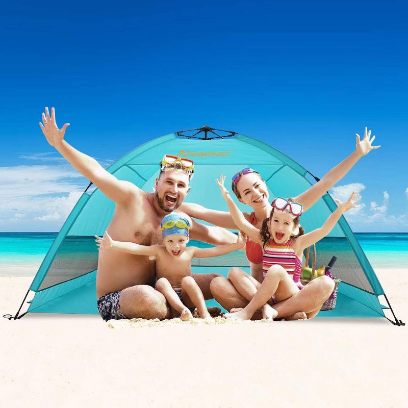 Alvantor Outdoor Automatic Pop-Up Sun Shade Canopy 3 People Beach Shelter Tent Turquoise, 3 of 11