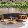 vidaXL Patio Pallet Sofa Set with Anthracite Cushions - Solid Acacia Wood, Modular Outdoor Furniture, 4 Piece Set for Garden, Patio, Deck, Terrace - 2 of 4