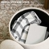 CAVINAS Round Linen Storage Ottoman Bench with Hidden Storage,Upholstered Storage Ottoman,Storage Benches for Living Room,Bedroom - 4 of 4