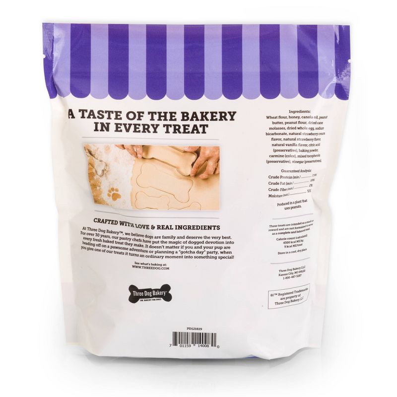 Three Dog Bakery PB&#38;J Bites Chewy with Peanut Butter and Strawberry Dog Treats -25oz, 5 of 6
