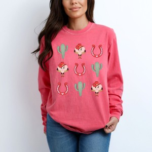 Simply Sage Market Western Valentine Chart Garment Dyed Long Sleeve - L - Crunchberry - 1 of 4